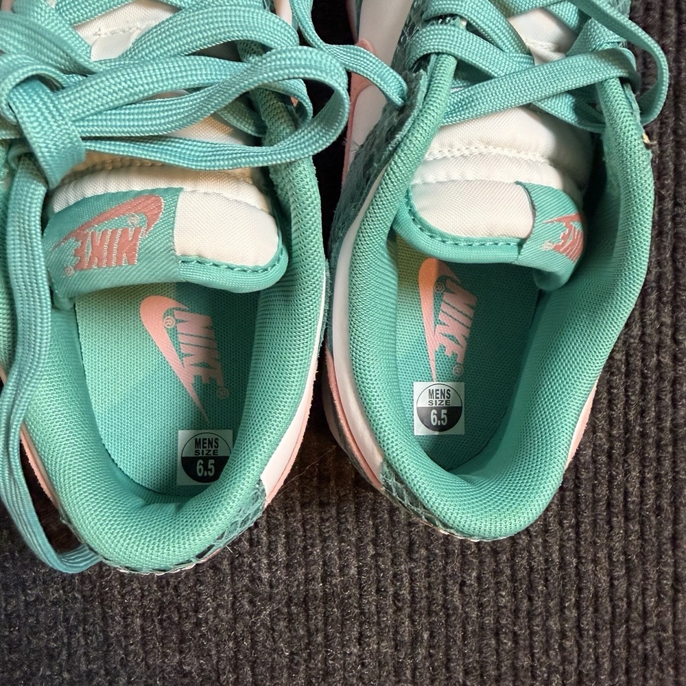 Nike Dunk Low Snakeskin Washed Teal Bleached Coral (DR8577-300) Size 6.5 - Picture 8 of 10